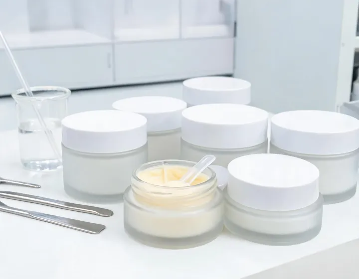 retinol cream for acne on a cosmetics bench, illustration only