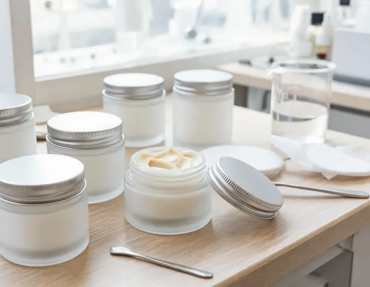 retinol cream benefits on a cosmetics bench, illustration only